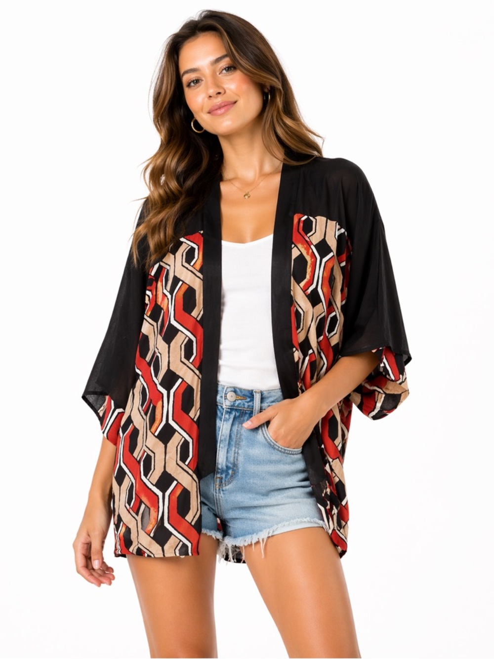 EUC Trina Turk Size Small Geometric Patterned Kimono Top